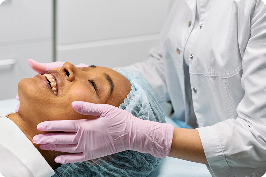 A happy patient being examined